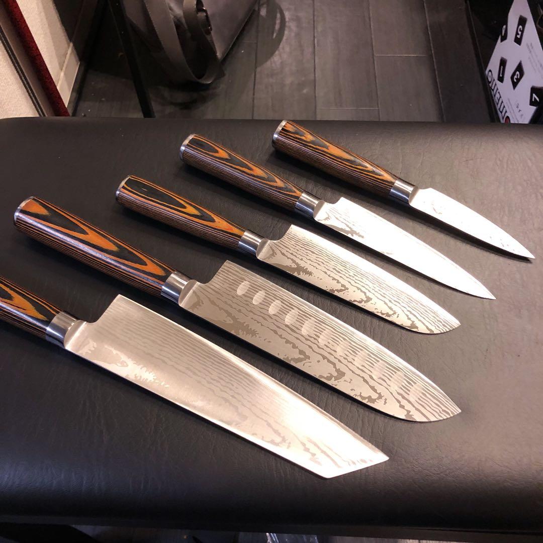 未使用　三徳包丁　ダマスカス　包丁　5本セット