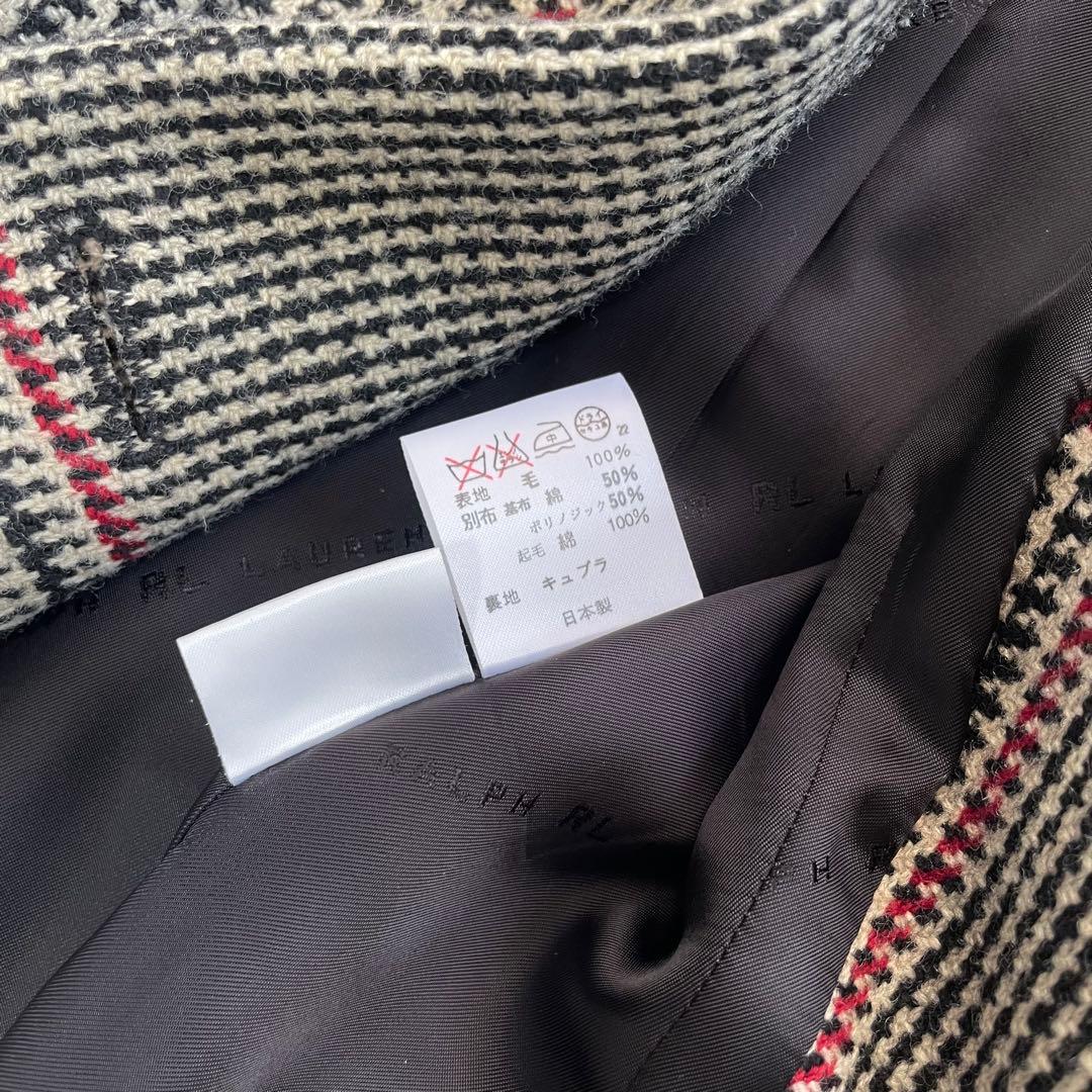 美品✨ラルフローレン 千鳥格子 チェック チェスターコート ベロア Aライン 9