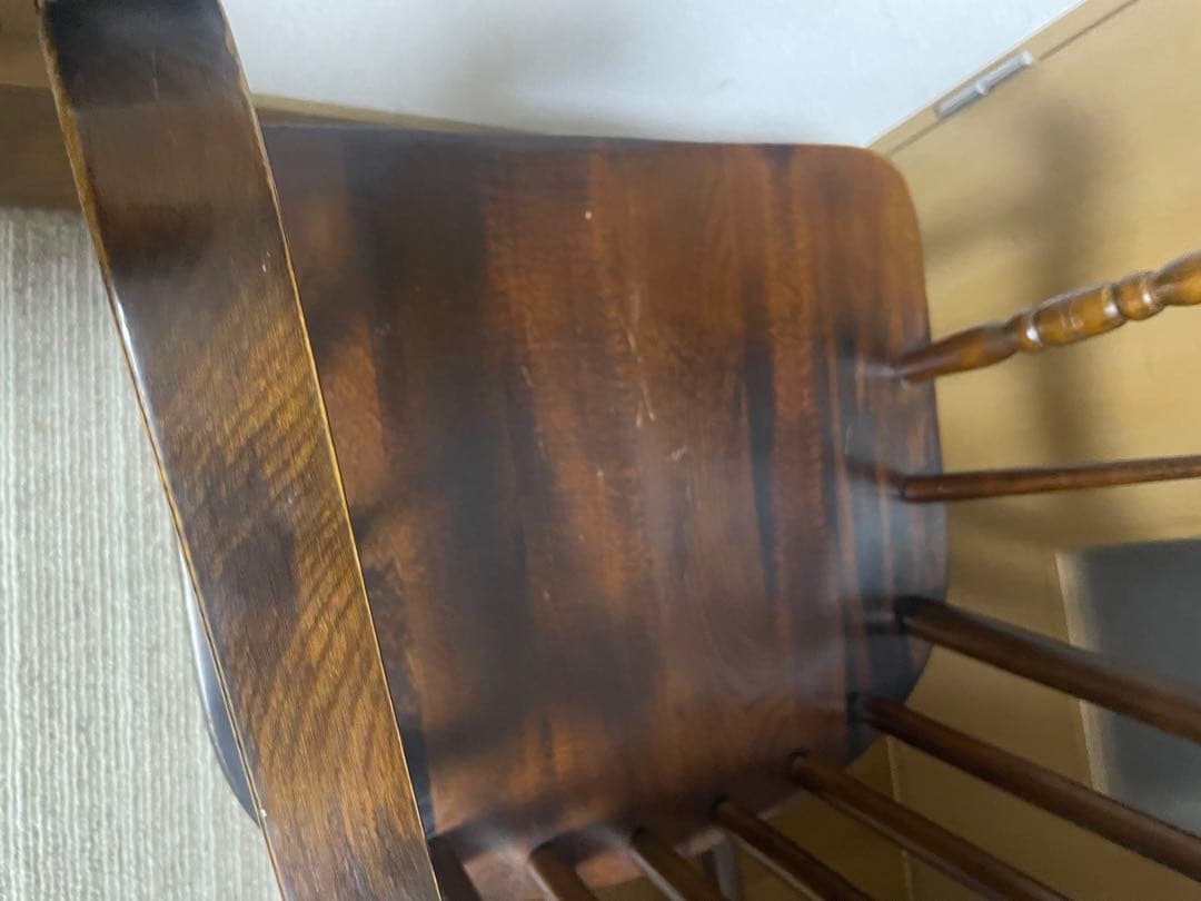 【引取限定】飛騨の家具　木製ロッキングチェア ダークブラウン　葛飾区