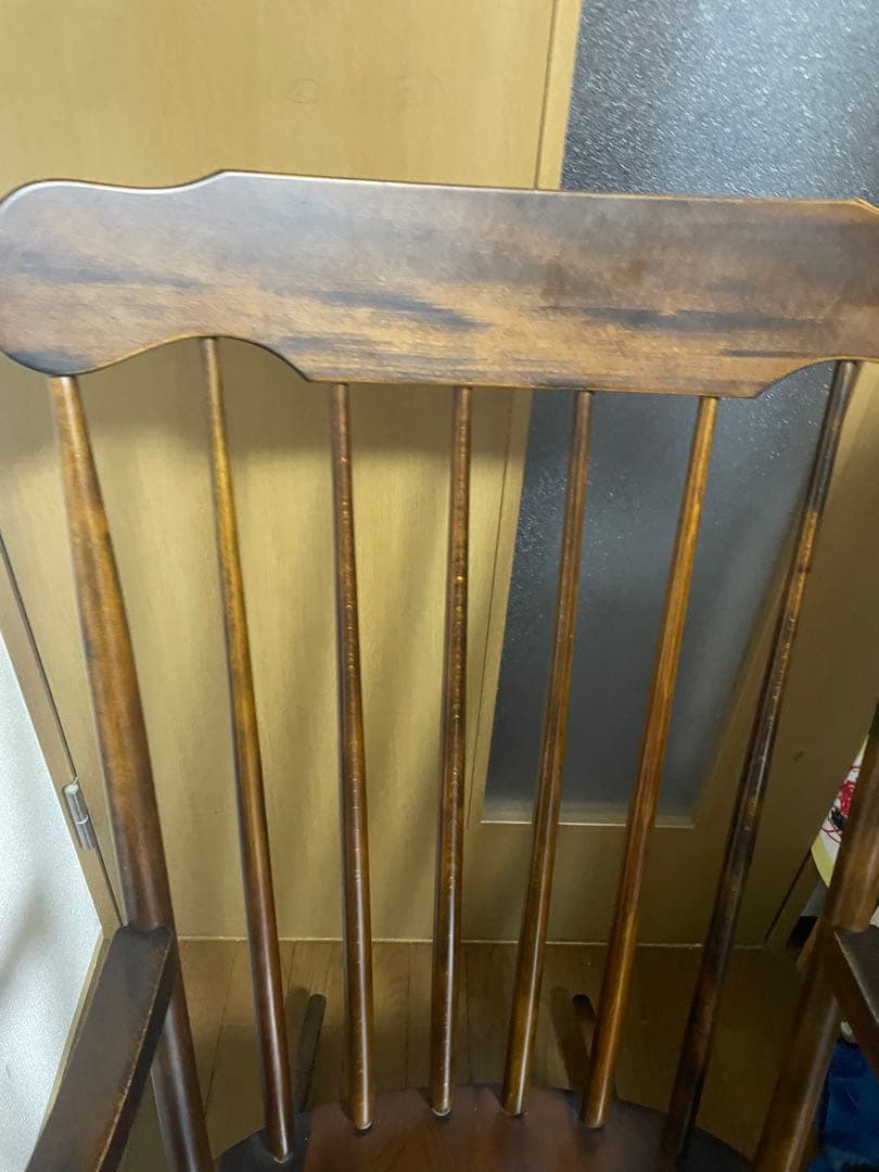 【引取限定】飛騨の家具　木製ロッキングチェア ダークブラウン　葛飾区