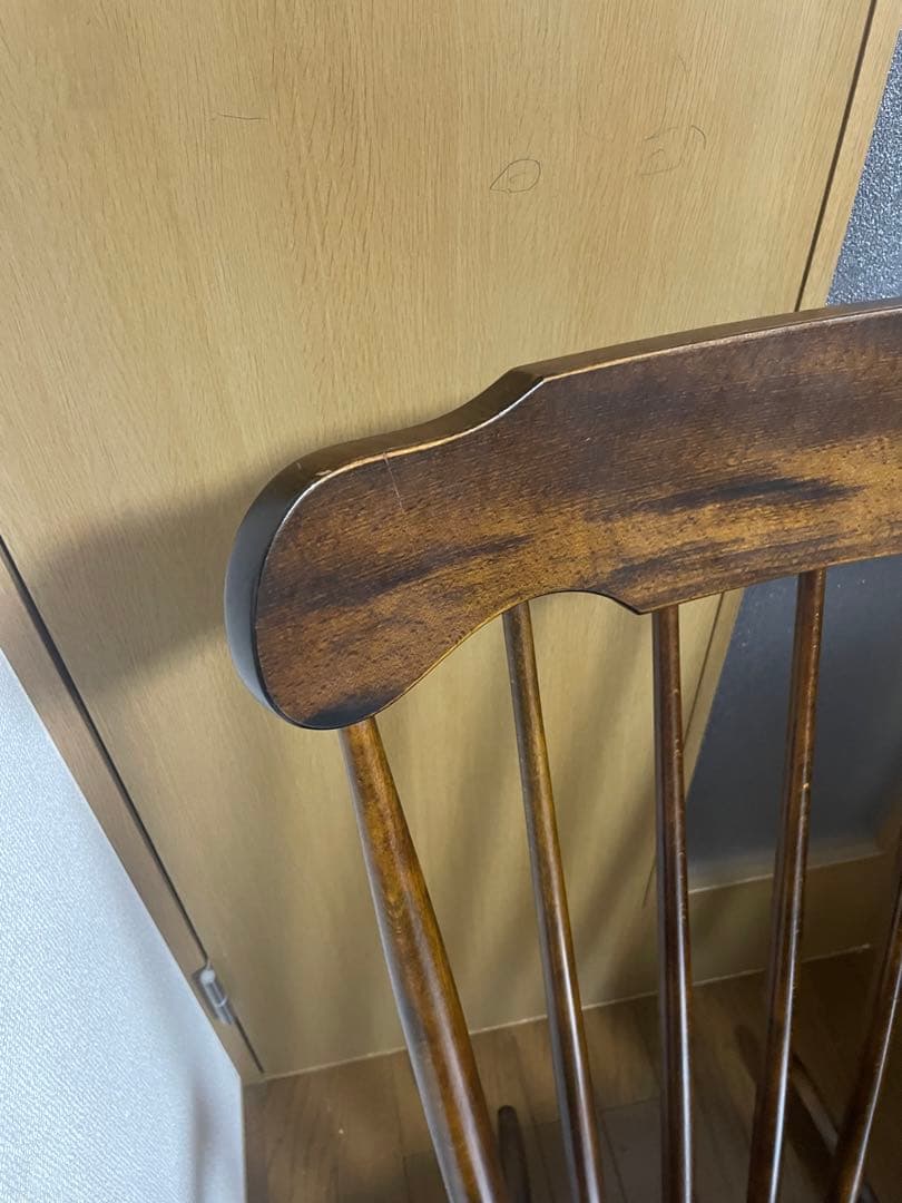 【引取限定】飛騨の家具　木製ロッキングチェア ダークブラウン　葛飾区