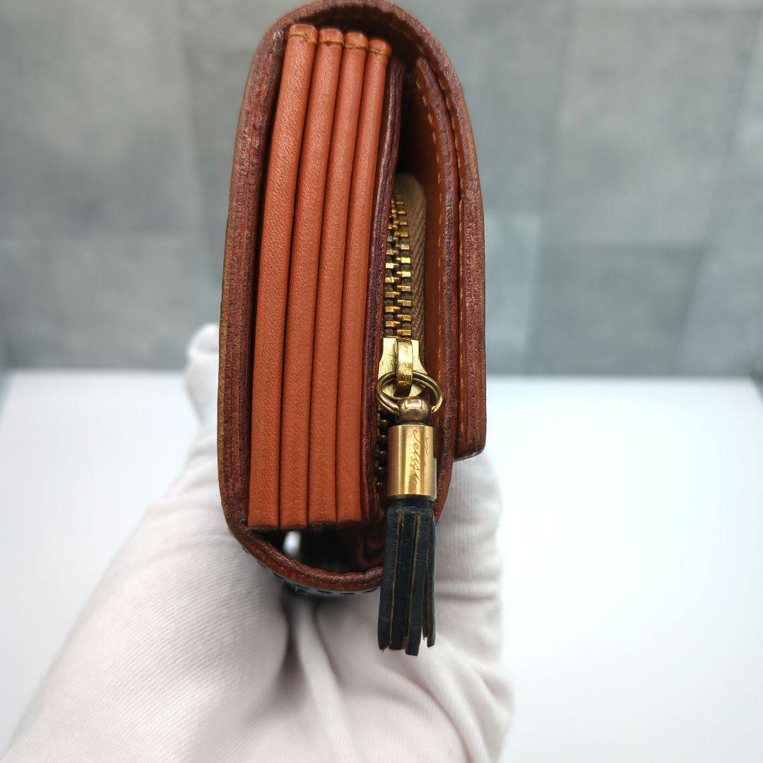 極美品✨フェリージ 長財布 コロコロ クロコ型押し レザー紺　定価86900円✨