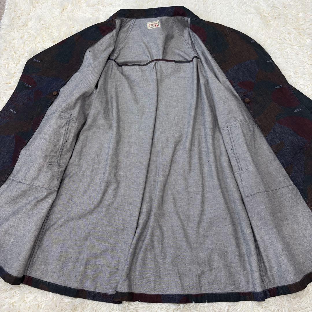 【極美品】グラフゼロ XL デニム ロング トレンチコート 総柄 マルチカラー