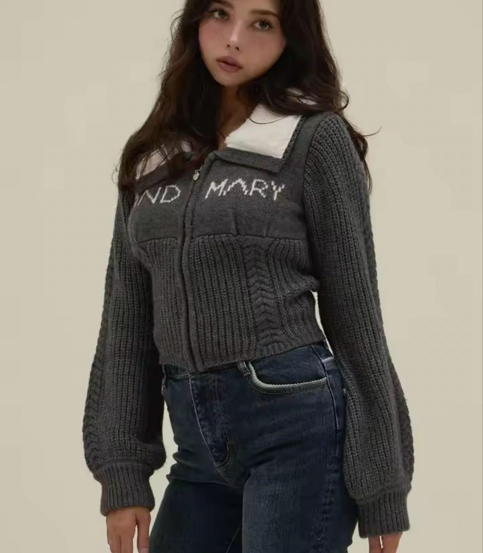 う*ᕬ様 andmary mary logo zip tops gray