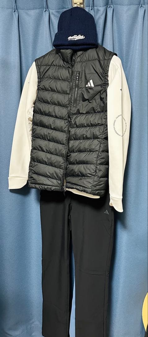 adidas ゴルフウェア メンズセット（ダウンベスト、ニット帽、パンツ、長袖）