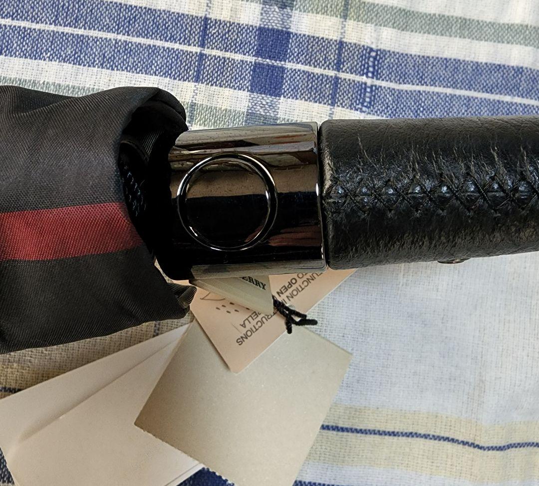 【タグ付き新品】BURBERRY 折り畳み式ジャンプ傘 レザーハンドル