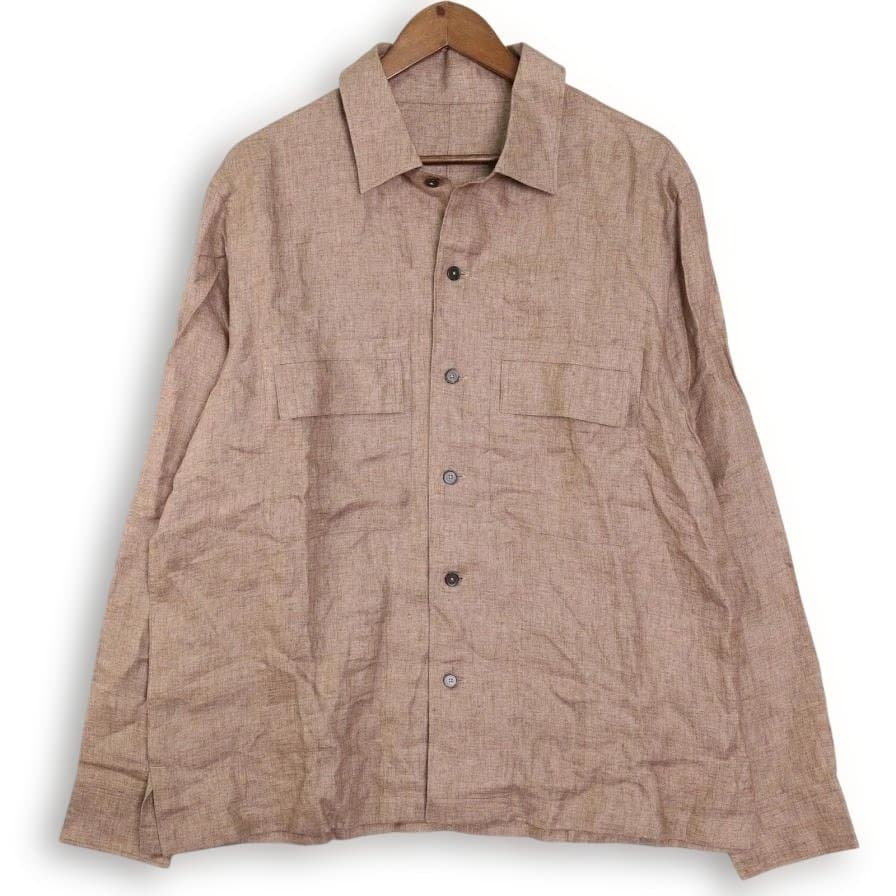 Ermenegildo Zegna リネン100% 長袖シャツ L ベージュ 麻