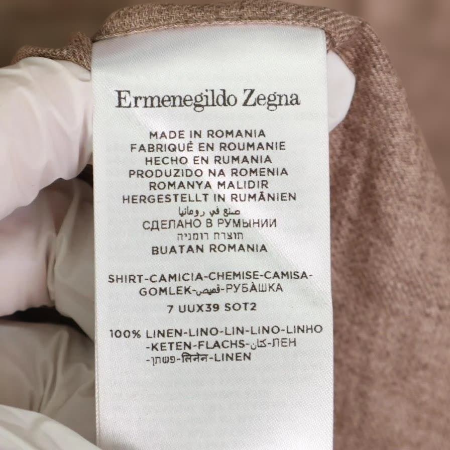 Ermenegildo Zegna リネン100% 長袖シャツ L ベージュ 麻