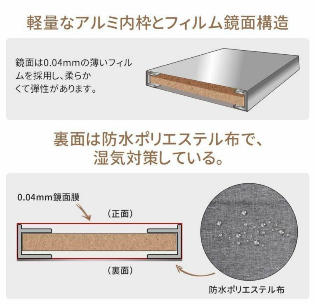 割れない鏡 フィルムミラー ダンス 鏡 幅100cm 高さ160cm（ホワイト）