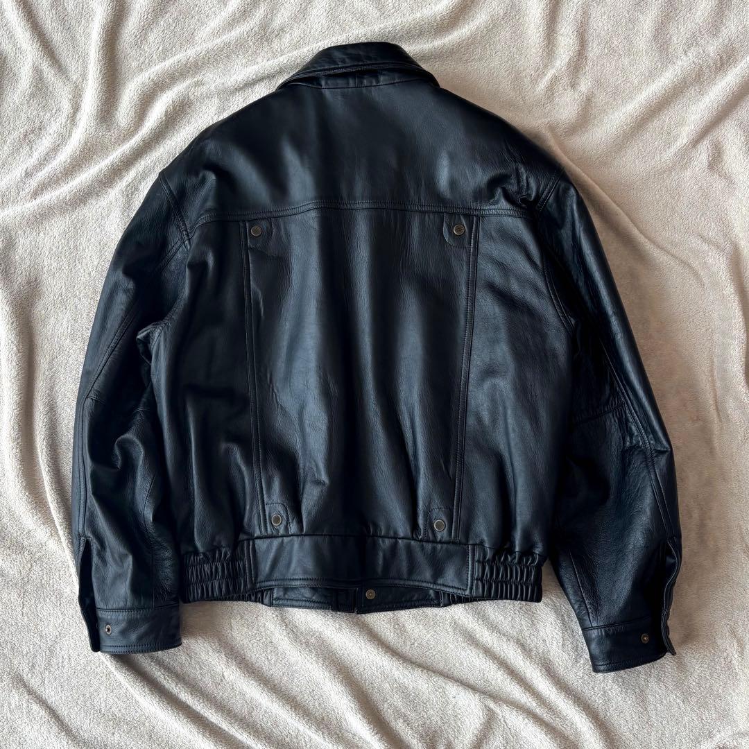 ピエールバルマン　羊革　A-2 レザージャケット　フライトジャケット　黒　短丈