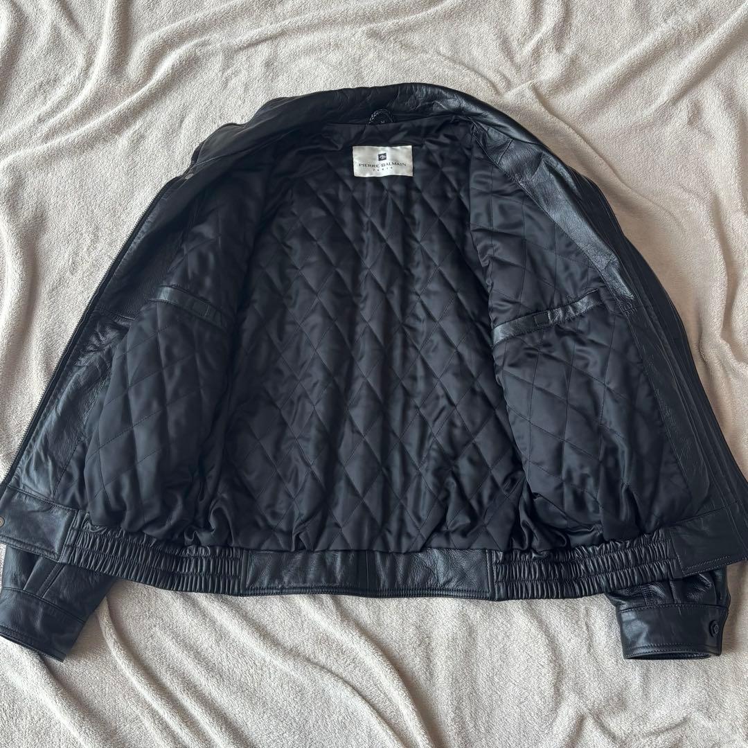 ピエールバルマン　羊革　A-2 レザージャケット　フライトジャケット　黒　短丈
