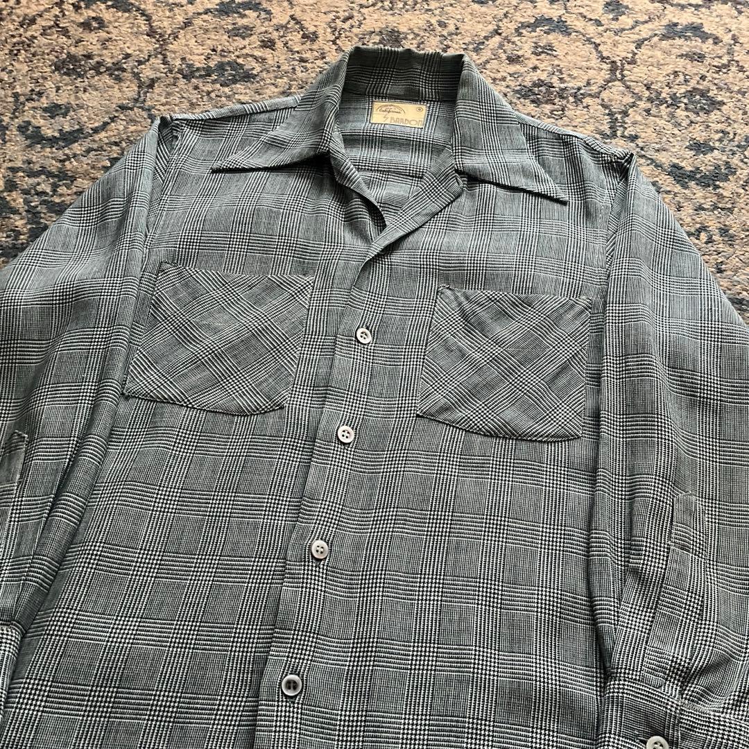 40s 50s レーヨン ギャバジン シャツ オープンカラー ヴィンテージ