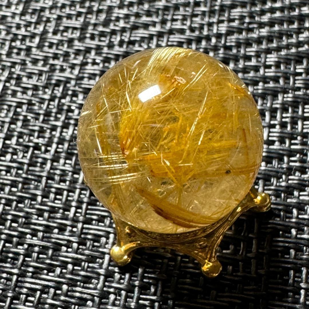 金運アップ◇ゴールドルチルクォーツ◇丸玉　約19.7㎜