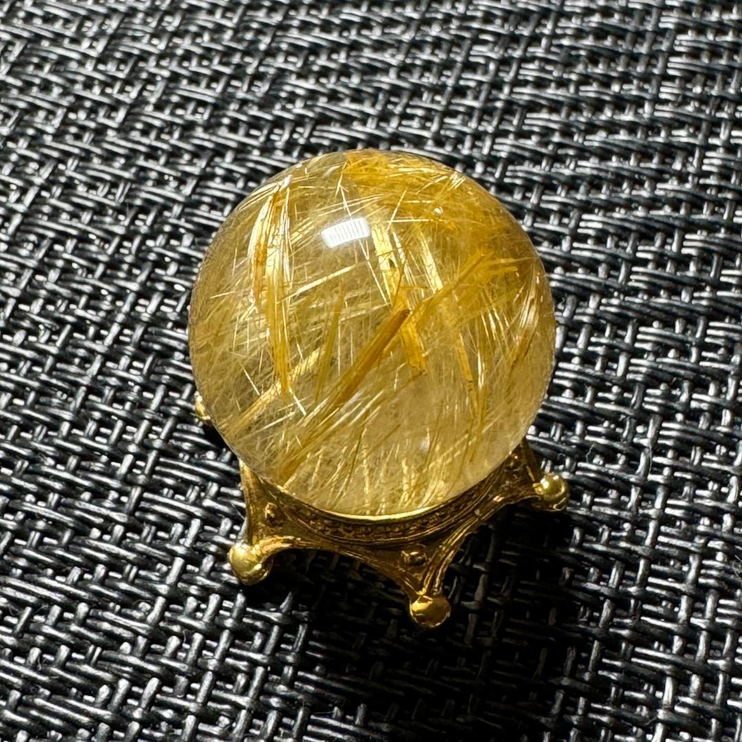 金運アップ◇ゴールドルチルクォーツ◇丸玉　約19.7㎜