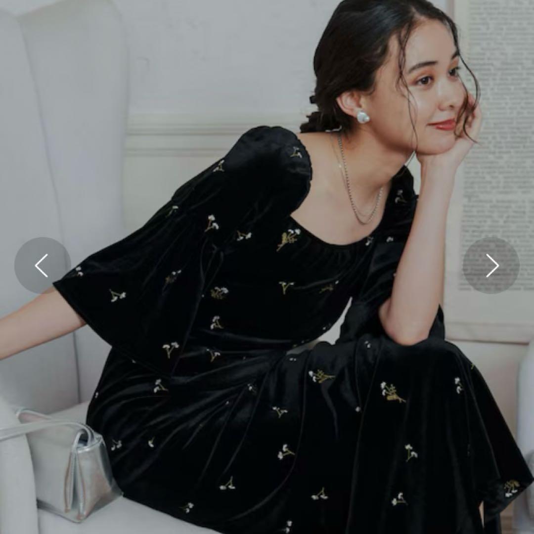 ワンピース Kastane velour bell sleeve dress