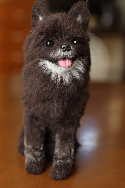 羊毛フェルト　ポメラニアン　ブラック