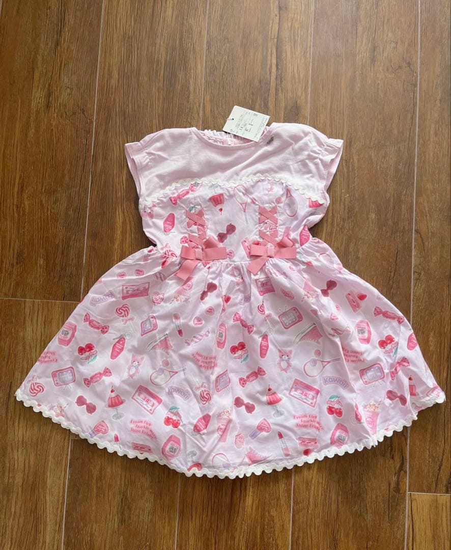 mezzo piano 新品未使用 キャンディ柄 半袖ワンピース 110cm