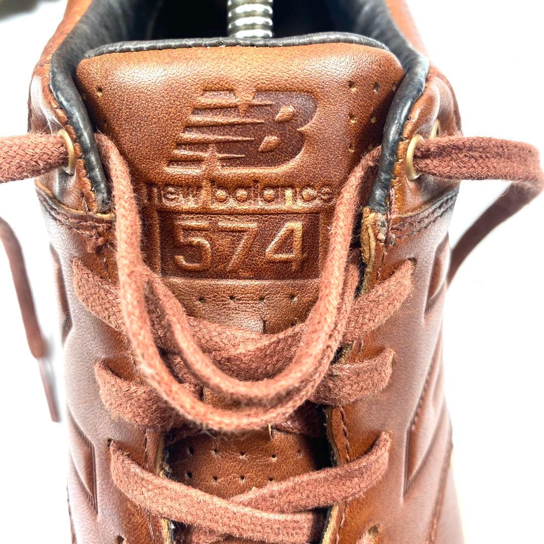 【美品】New Balance ゴルフシューズ ブラウン 天然皮革 24.5