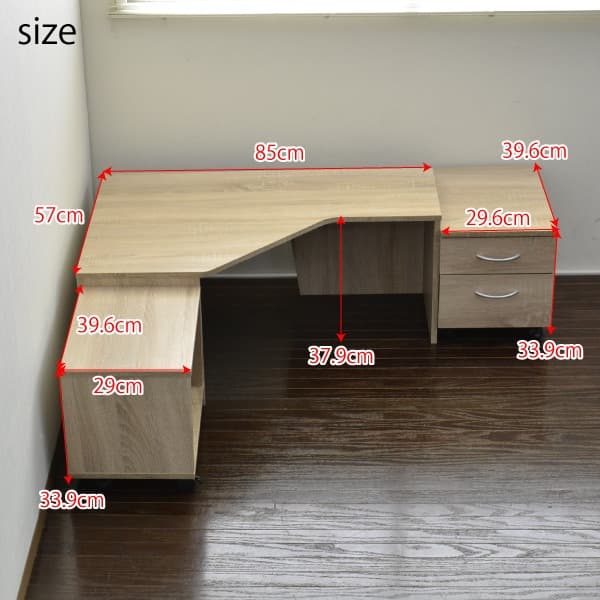 【新品・送料無料】パソコンデスク ロータイプ コーナー デスクセット ブラウン