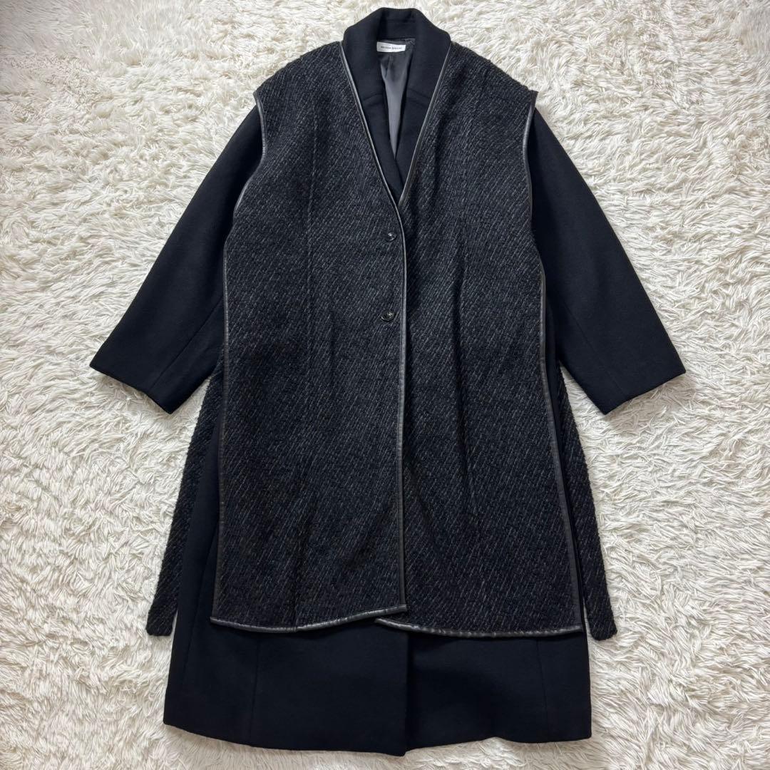 【美品】MAISON SPECIAL レイヤードジレコート　黒