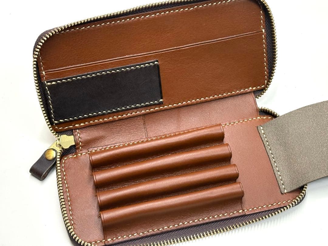 姫路レザー ラウンドジップペンケース 検索用　バハギア　野原工芸　工房楔