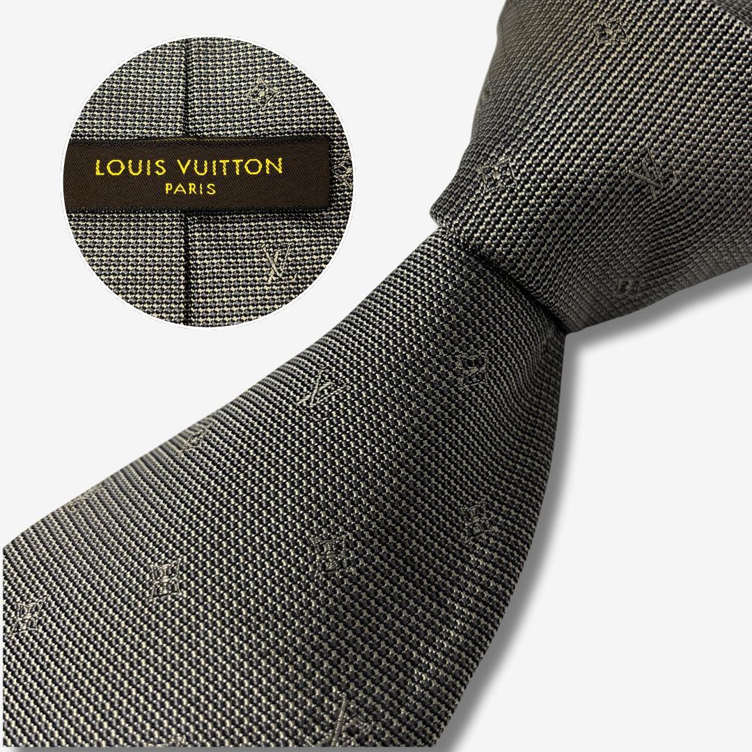 LOUIS VUITTON シルクネクタイ モノグラム柄 グレー