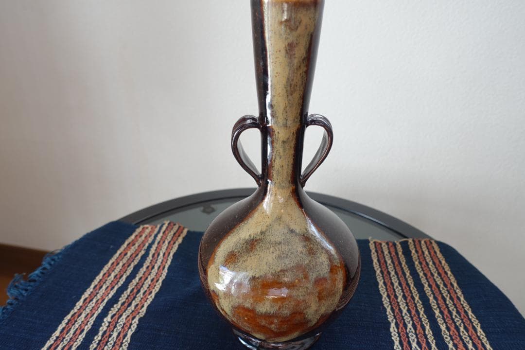 223 花瓶　笹耳付　膳所焼き SOUVENIR