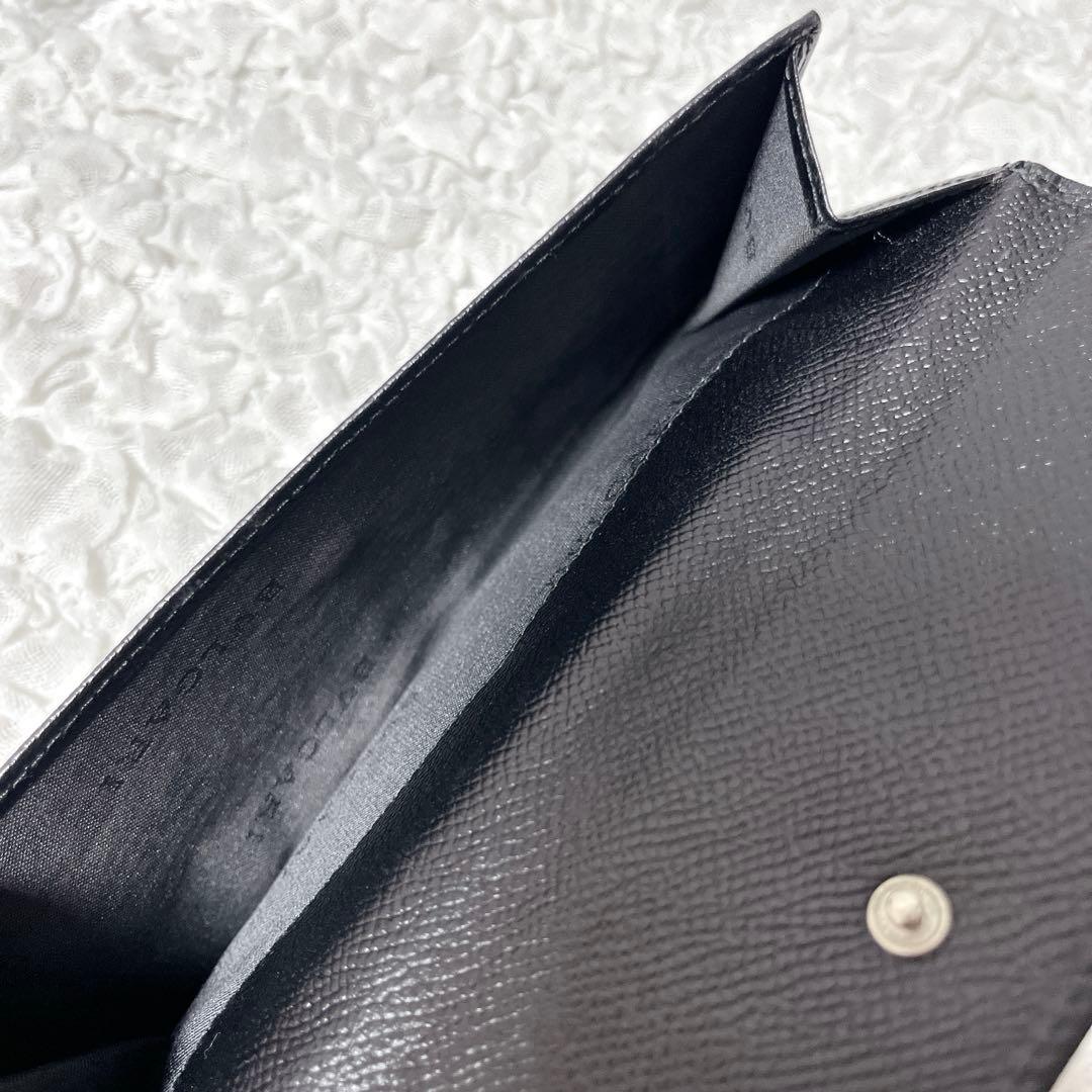 箱付✨BVLGARI ブラック レザー 長財布　ブルガリ　フラップ　本革　黒
