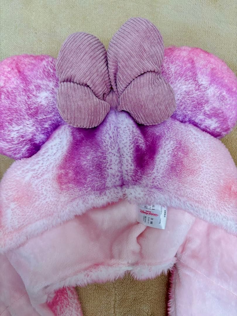 ディズニー マフラーキャップ リボン 白 ピンク 紫 ミニー 2個セット