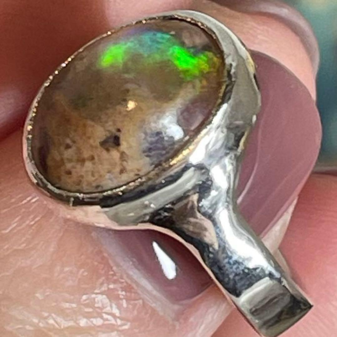 ハンドメイド　シルバー925 カンテラオパール　シルバーリング