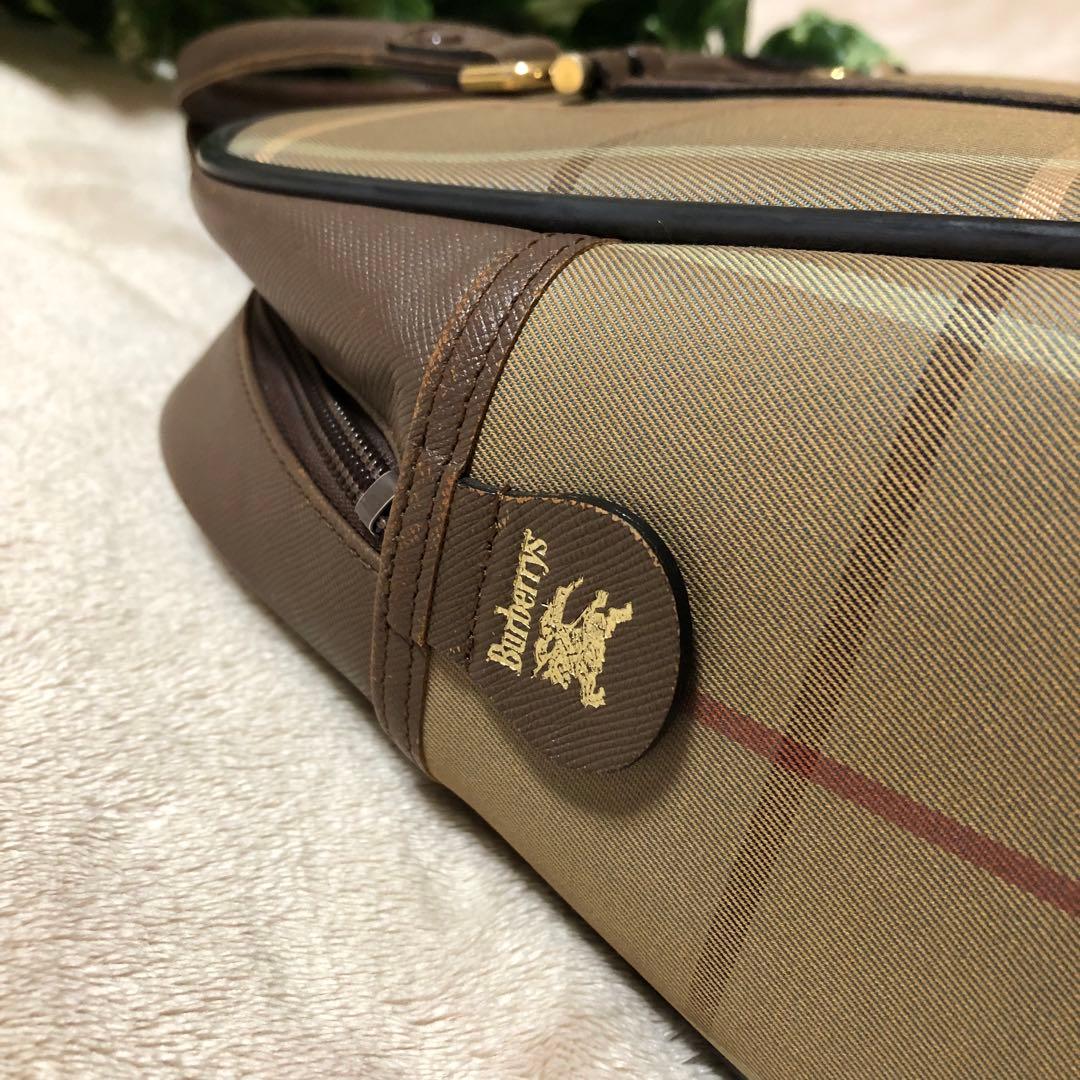BURBERRY バーバリー　ボストンバッグ　ノバチェック　ホースロゴ　レザー