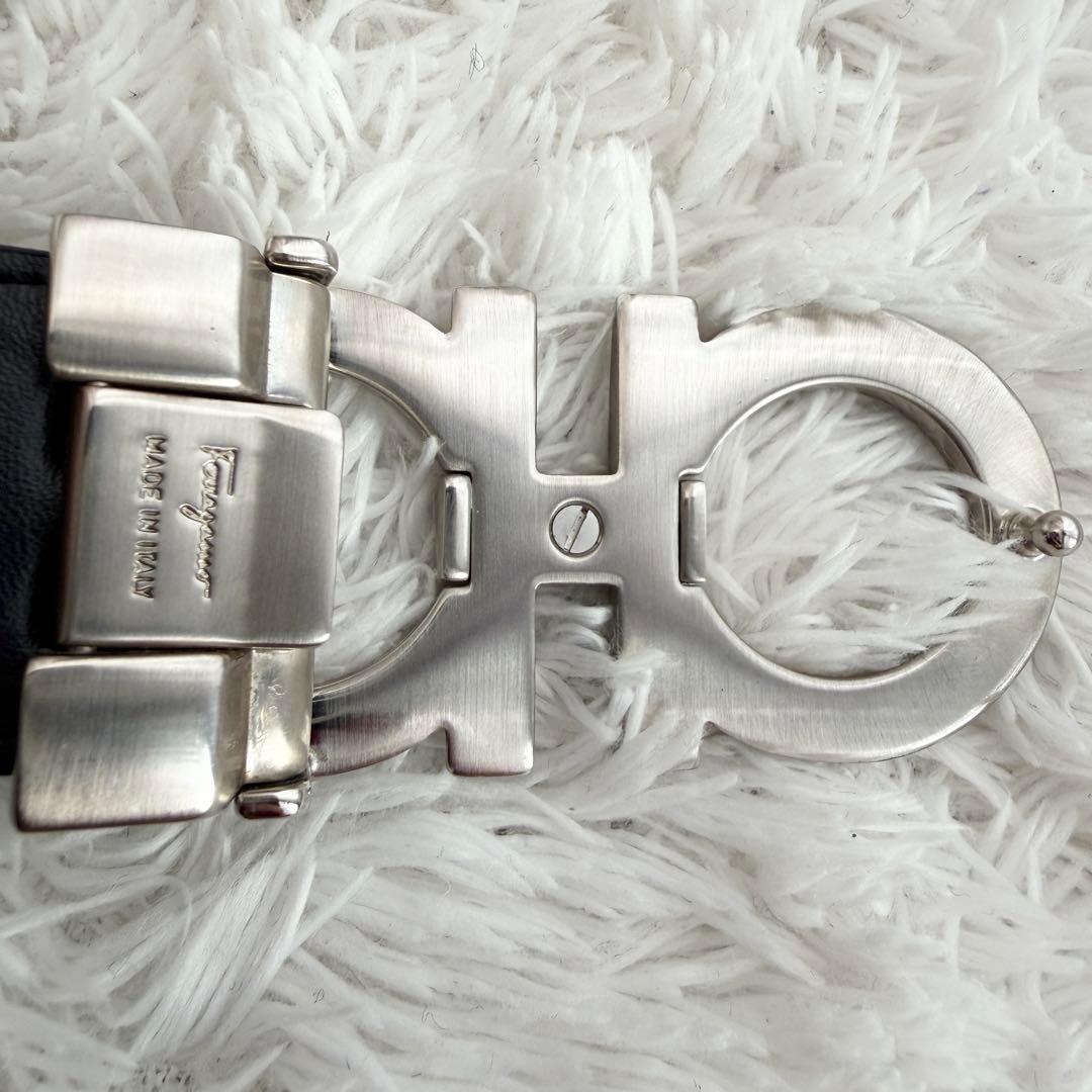 【極美品】フェラガモ ベルト ダブルガンチーニ シルバー ブラック