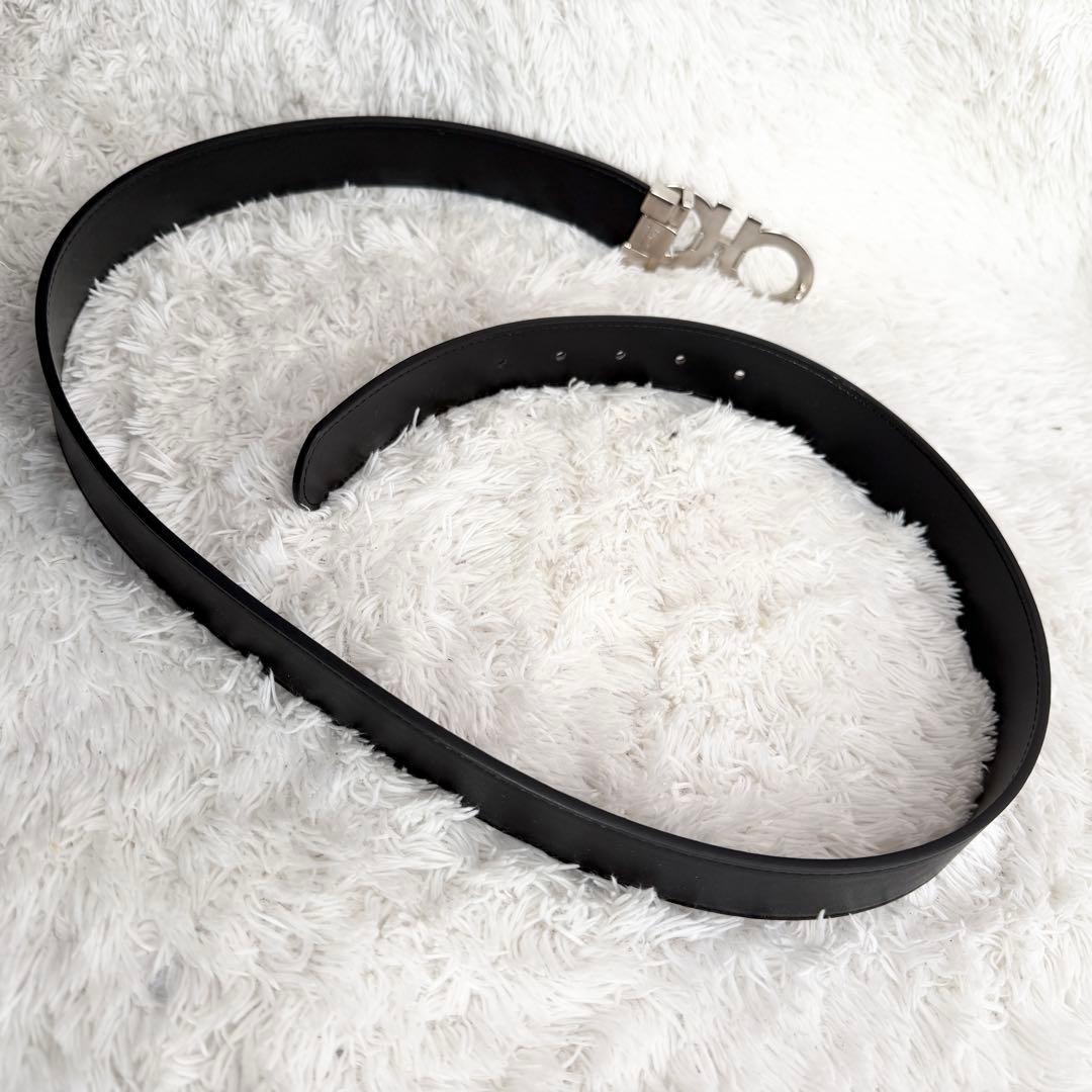 【極美品】フェラガモ ベルト ダブルガンチーニ シルバー ブラック