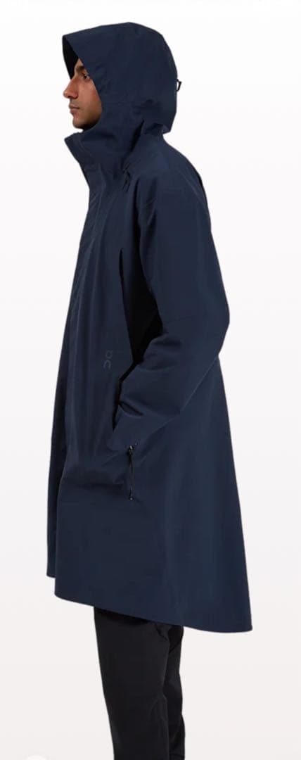 【値下げ】On parka ネイビー フード付きロングレインコート