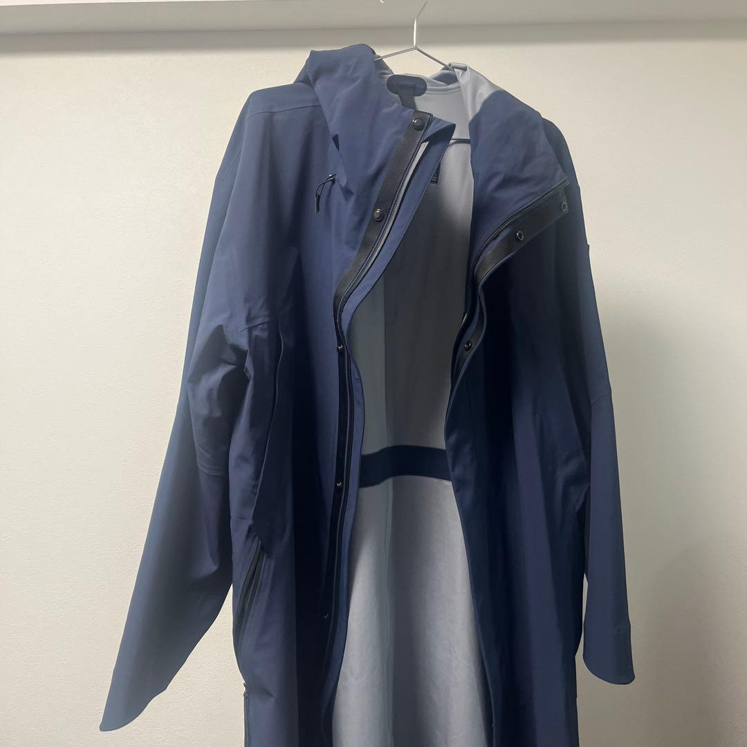 【値下げ】On parka ネイビー フード付きロングレインコート