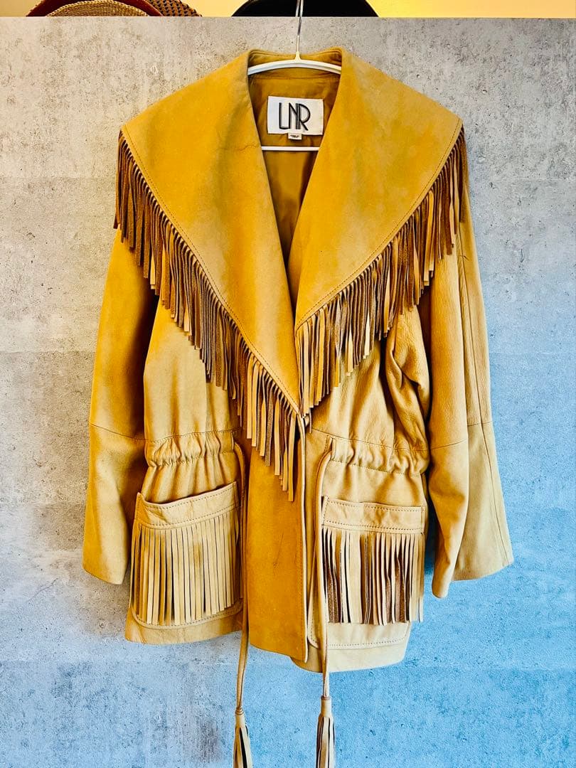 ヴィンテージ ショップ★2万で購入した　フリンジ　レザー調　ジャケット