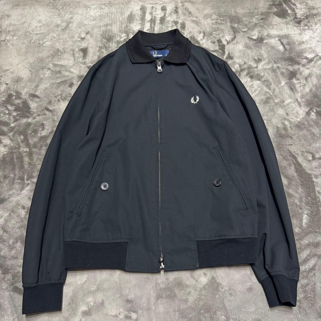fred perry ジャケット ニット 切替 ブルゾン ジップアップ ロゴ 黒