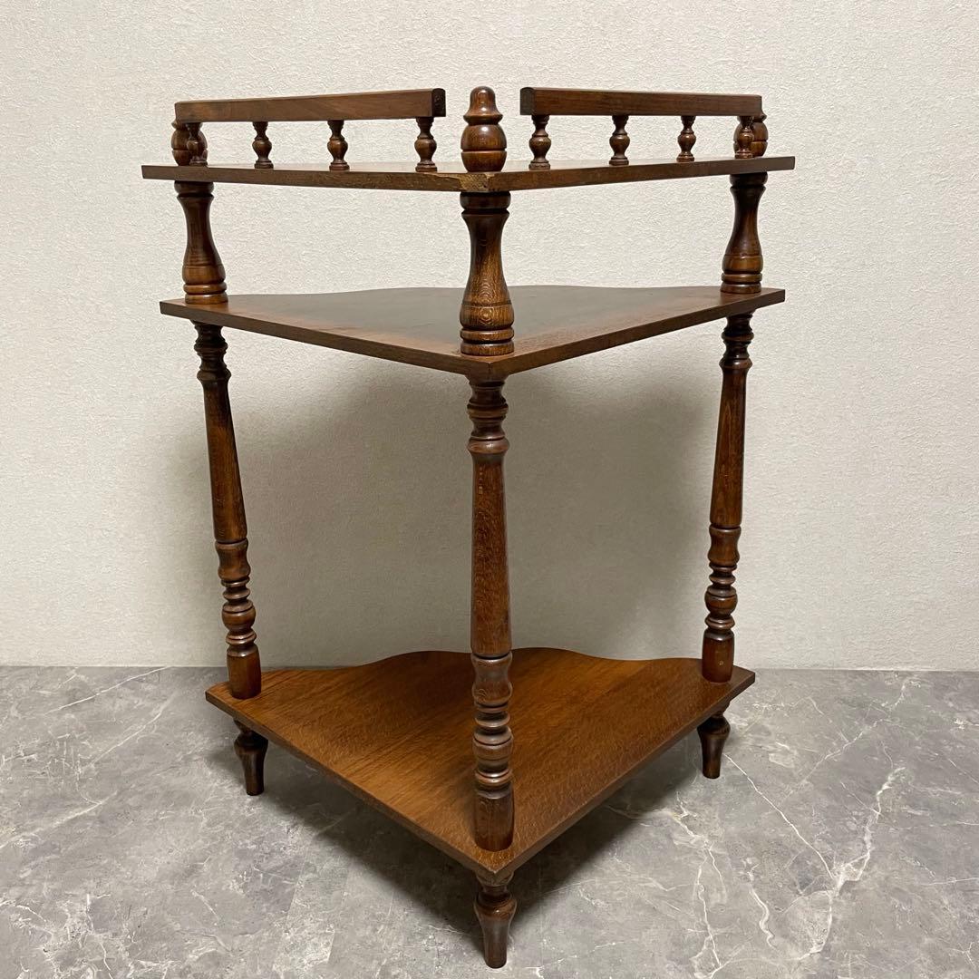 アンティーク　コーナーシェルフ 花台 飾り棚 隙間収納 コーナー収納