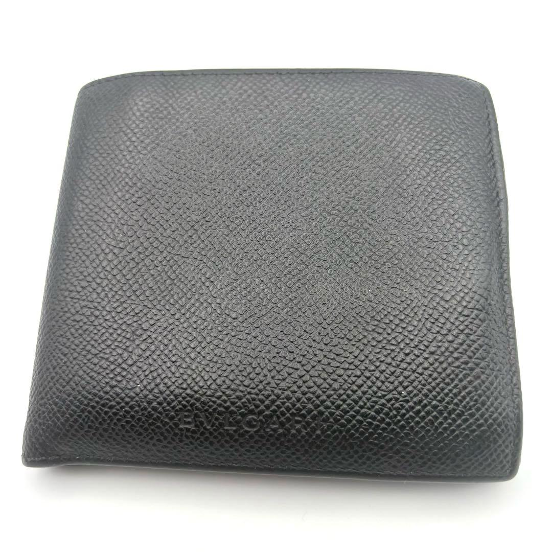 【BVLGARI】ブルガリ 二つ折り財布 ブラック レザー 本革 メンズ