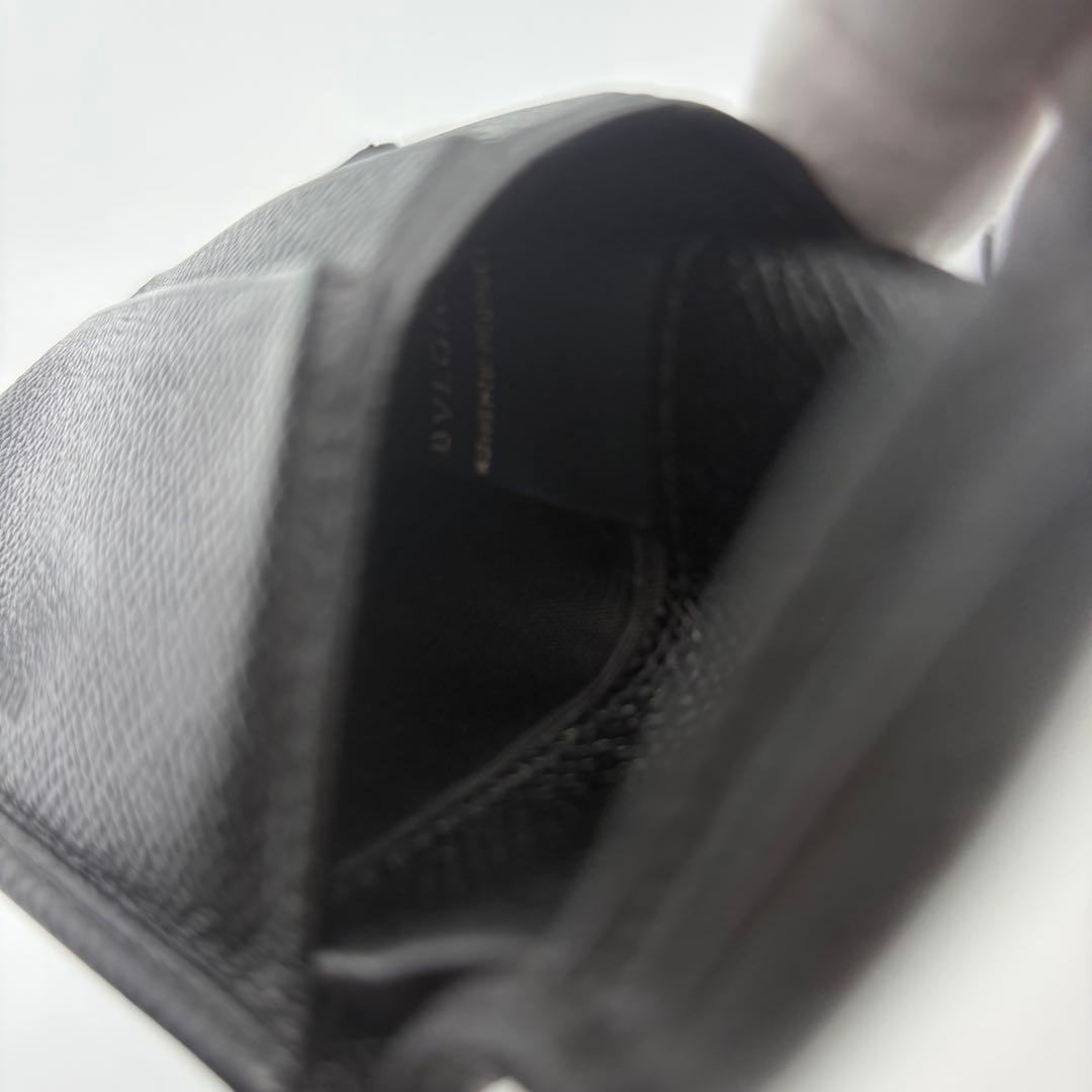 【BVLGARI】ブルガリ 二つ折り財布 ブラック レザー 本革 メンズ