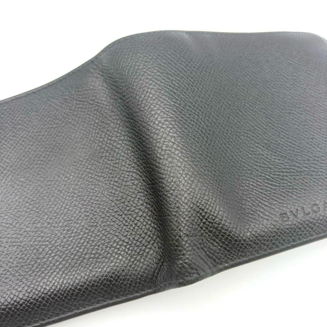 【BVLGARI】ブルガリ 二つ折り財布 ブラック レザー 本革 メンズ