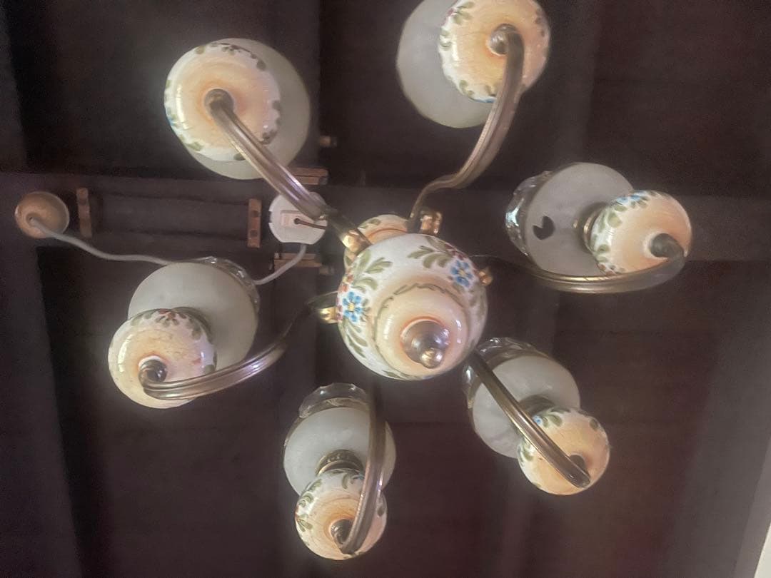 花柄6灯シャンデリア　クラシック　洋風ライト