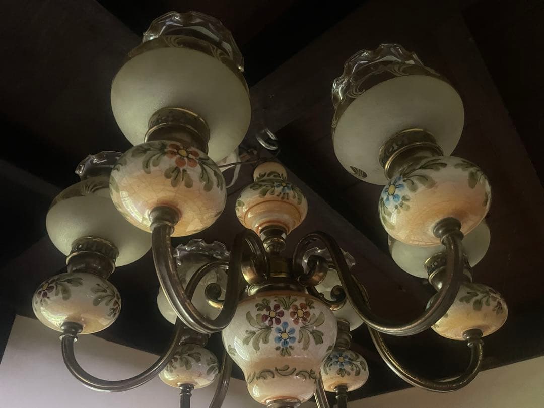 花柄6灯シャンデリア　クラシック　洋風ライト