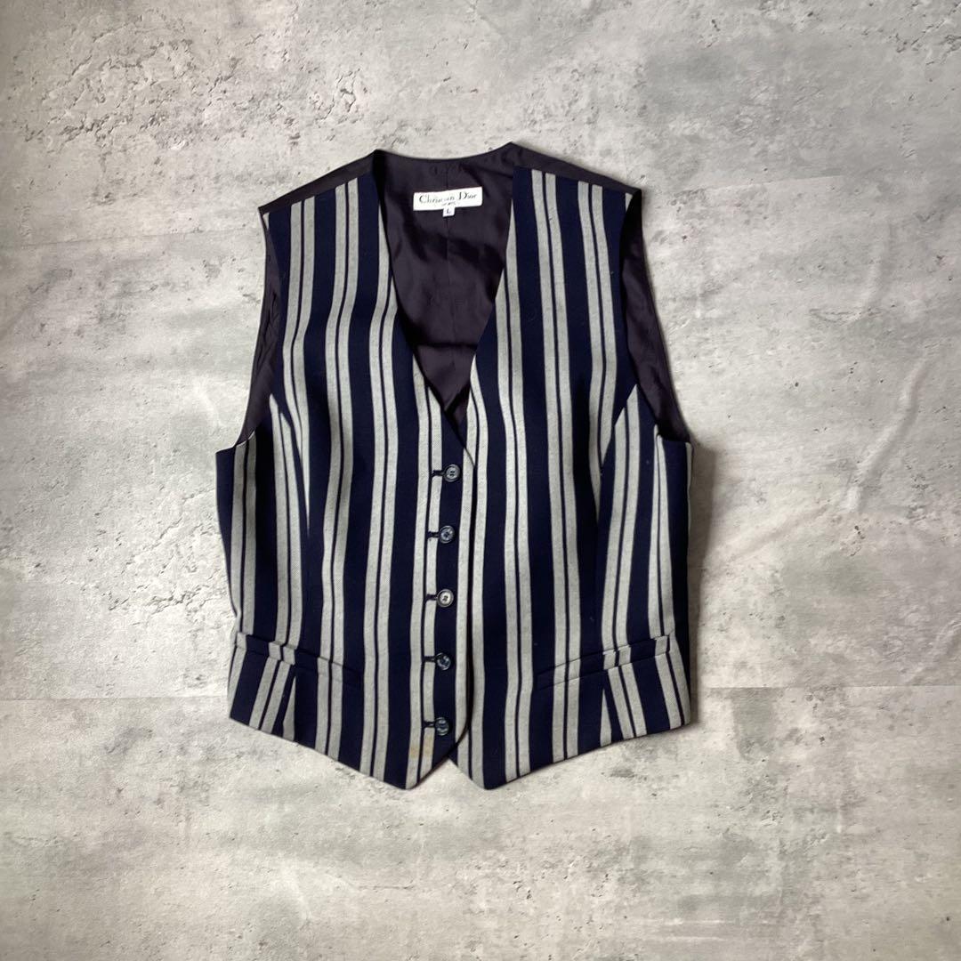 ChristianDior ディオール　2ピース　ストライプ　ネイビー