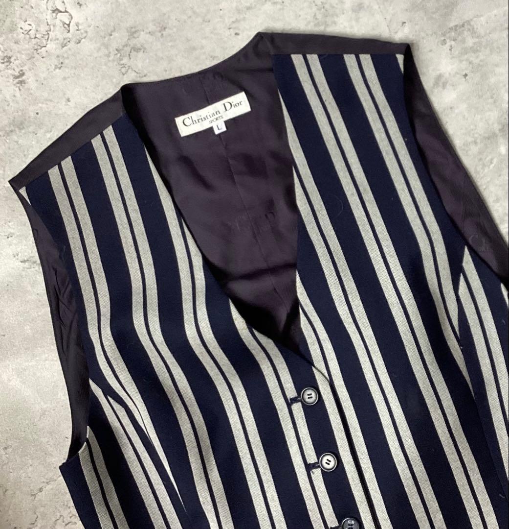 ChristianDior ディオール　2ピース　ストライプ　ネイビー
