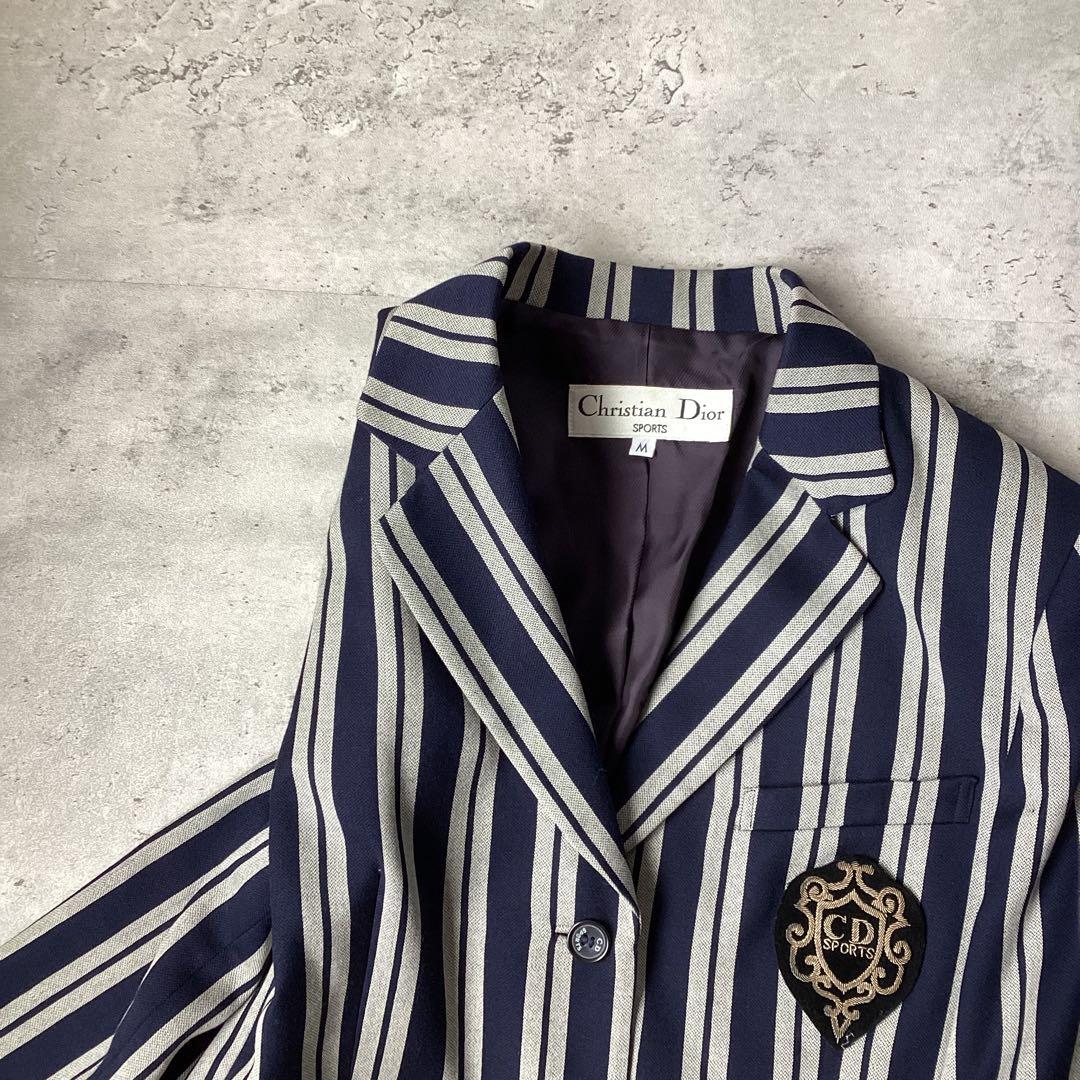 ChristianDior ディオール　2ピース　ストライプ　ネイビー