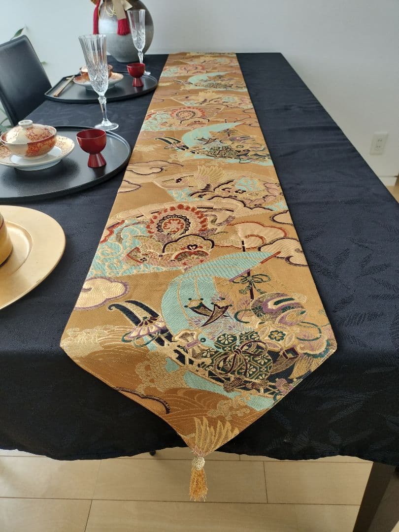 A873★宝船‼️豪華刺繍‼️テーブルランナー2m10cm