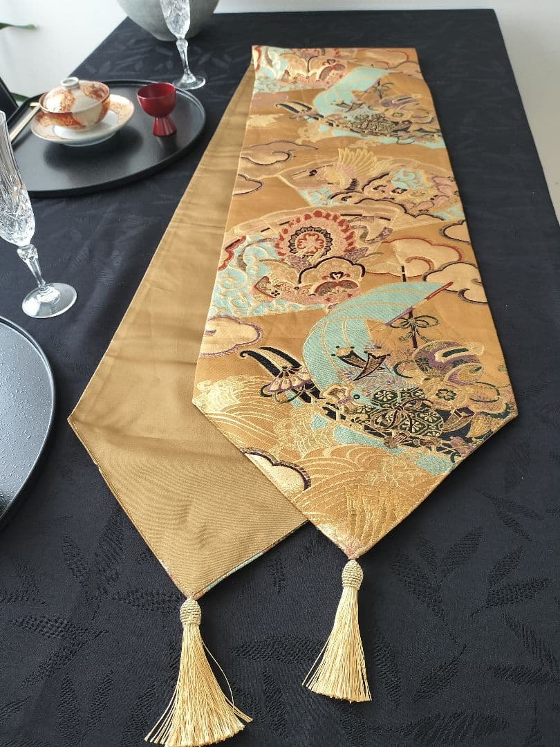 A873★宝船‼️豪華刺繍‼️テーブルランナー2m10cm