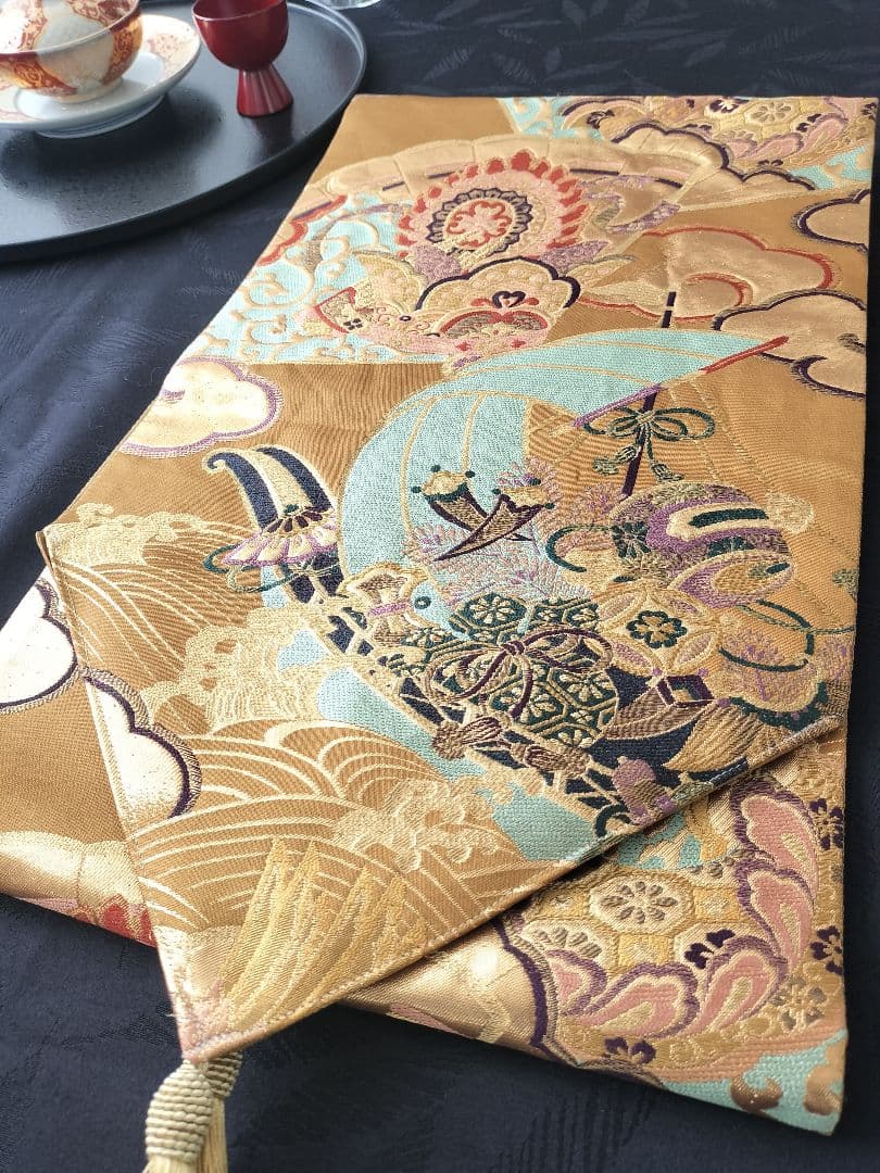 A873★宝船‼️豪華刺繍‼️テーブルランナー2m10cm