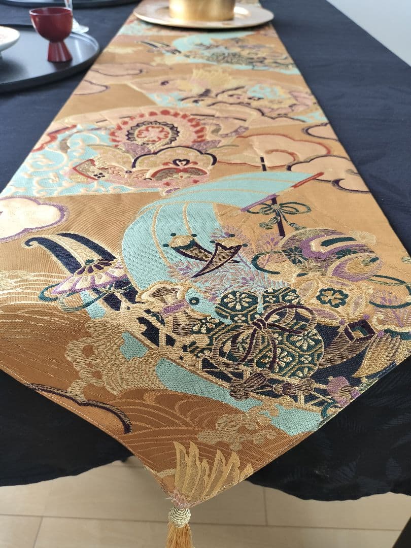 A873★宝船‼️豪華刺繍‼️テーブルランナー2m10cm